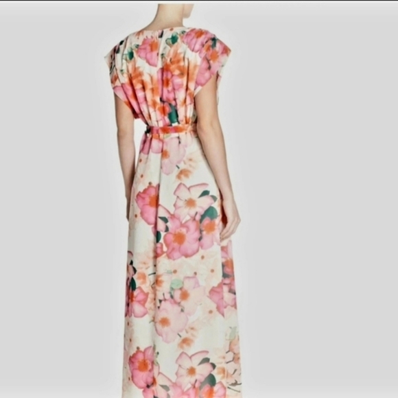 Eliza J* High Low* Chiffon* Maxi Dress* Multi Colored Floral* Sz 4 - Picture 2 of 6